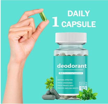 Suplemento desodorante corporal, cápsulas desodorantes internas de clorofila, pastillas